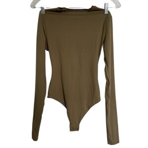 Skims Fits Everybody Long Sleeve Brown Olive Bodysuit Size Small